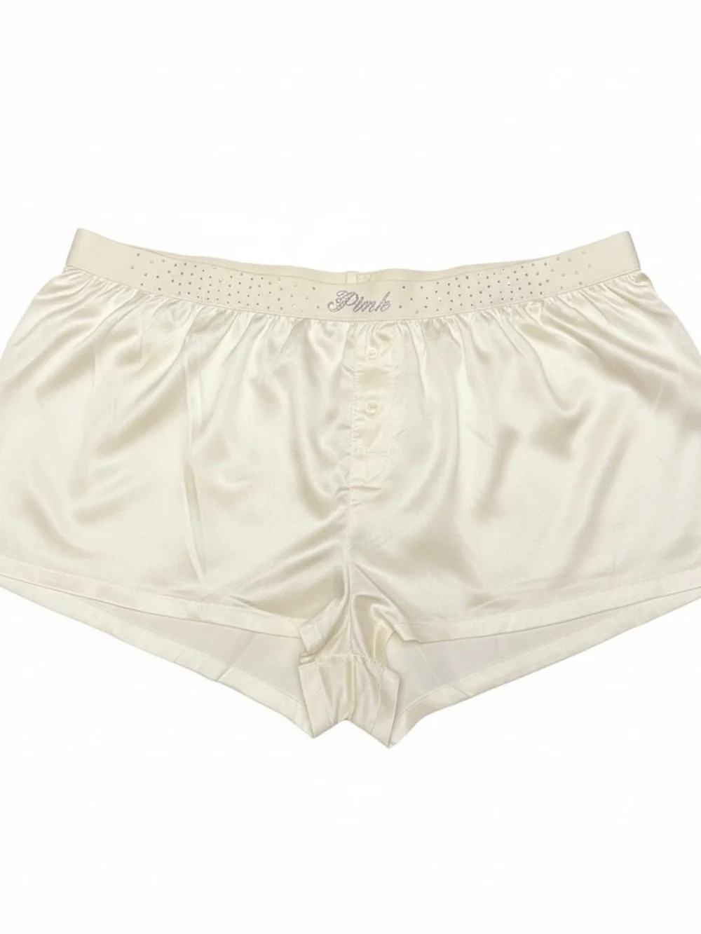PINK Victoria's Secret Satin Boxer Short Set of 3 in Black, Light Blue & Cream